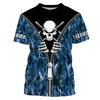 BlueJose Halloween Fish Reaper Fishing Zipper Blue Camouflage Shirt Customize Name Long Sleeve Fishing Shirts
