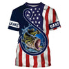 Bluejose Largemouth Bass Fishing American Flag Patriotic Customize Name Fishing Shirts
