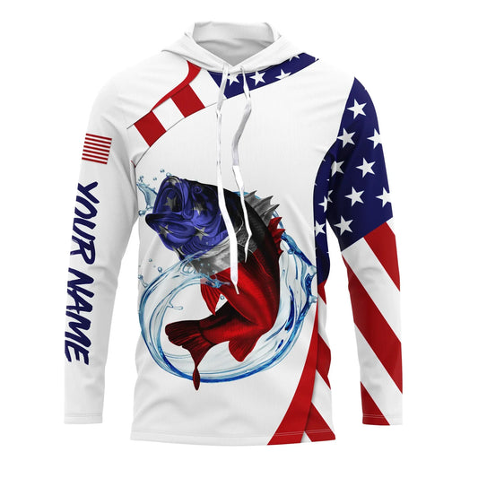Bluejose Largemouth Bass Fishing American Flag Patriotic Personalized 3D Shirts