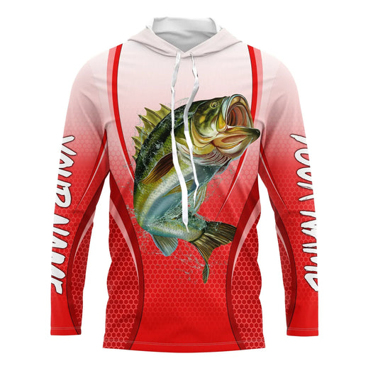 Bluejose Largemouth Bass Fishing Red Camo Bass Jersey Customize Name Bass Fishing Tournament Long Sleeve