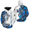 BlueJose Fishing And Hunting Deer And Bass Blue Camo 3D Hoodie