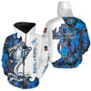 BlueJose Fishing And Hunting Deer And Bass Blue Camo 3D Hoodie