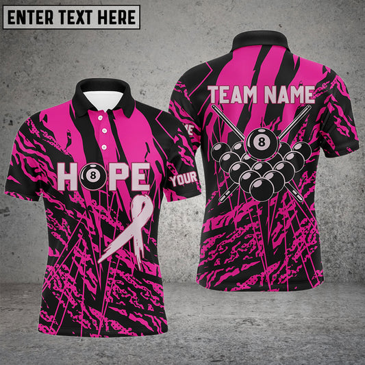 BlueJose Billiards Breast Cancer Awareness Hope Camo Customized Name 3D Shirts