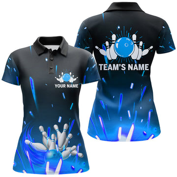 BlueJoses Blue Flame Bowling Classic Personalized All Over Printed Shirt For Women