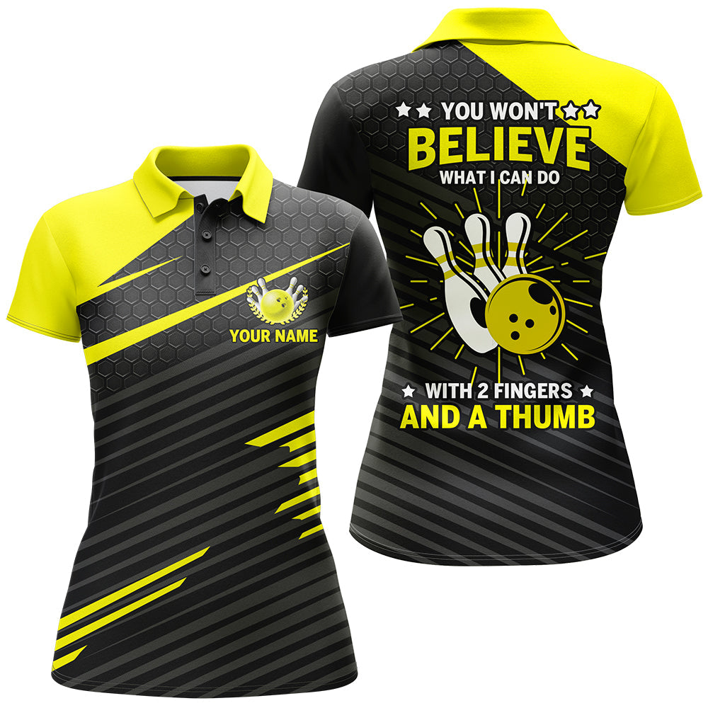 BlueJoses Yellow &amp; Black Customized Name All Over Printed Shirt For Women