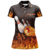 BlueJoses Flames Bowling Strike Personalized All Over Printed Shirt For Women