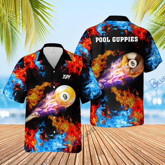 BlueJose Billiards 8 Ball And 9 Ball Custom Name Hawaiian Shirt For Pool Guppies Team