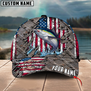 Bluejose Tuna Fishing US Flag Personalized Cap