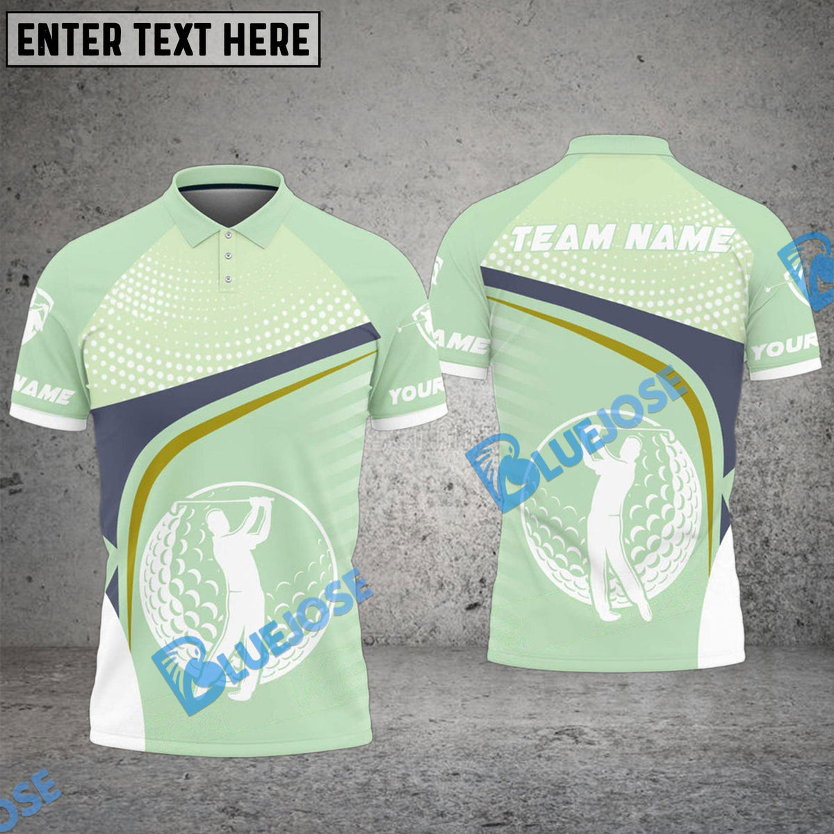 BlueJose Golf Silhouette Dot Pattern Customized Name, Team Name 3D Shirts (4 Colors)