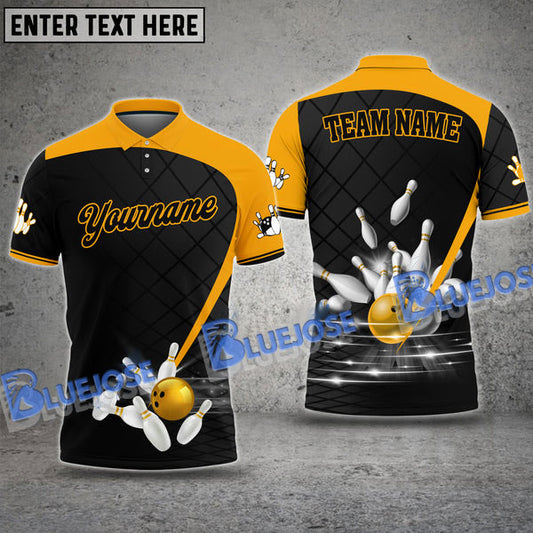 BlueJoses Bowling and Pins Exclusive Sport Style Customized Name, Team Name 3D Shirt (4 Colors)