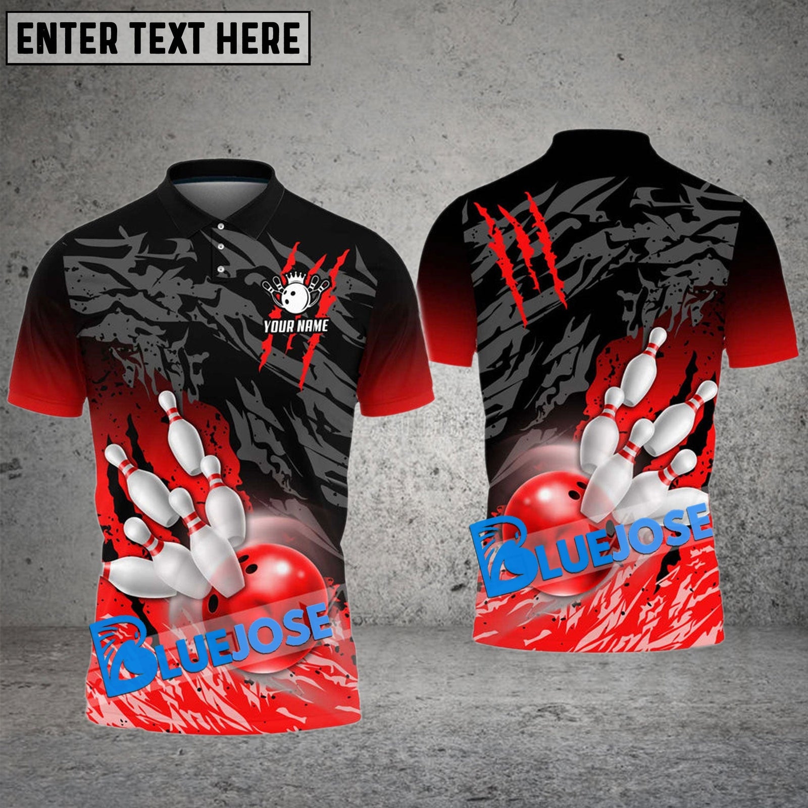 BlueJose Bowling And Pins Scratch Customized Name 3D Shirt (8 Colors)