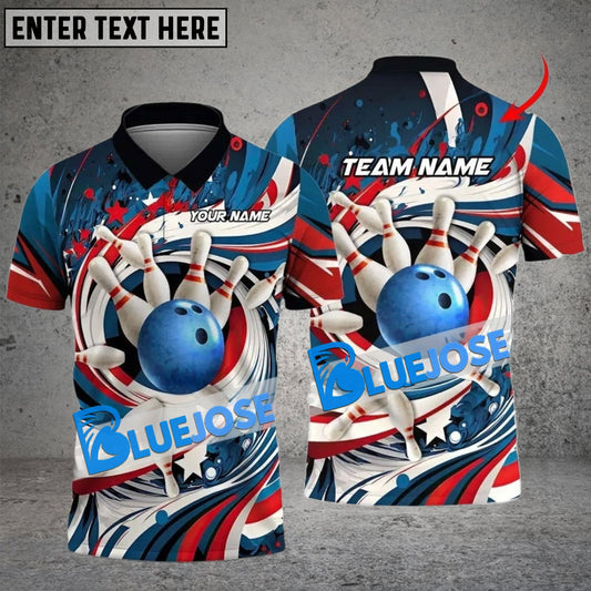 BlueJoses Bowling American Tornado Customized Name, Team Name 3D Shirt