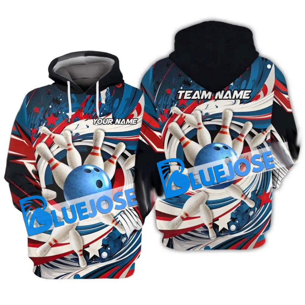BlueJose Bowling American Tornado Customized Name, Team Name 3D Shirt