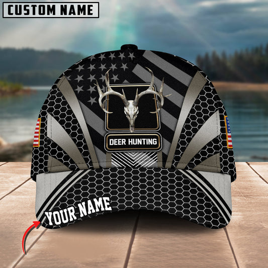 BlueJose Deer Hunting Hexagon Pattern Multicolor Personalized Name 3D Cap ( 4 Colors )