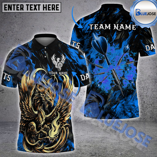 BlueJose Darts Golden Phoenix Personalized Name, Team Name Shirt (4 Colors)
