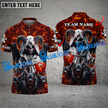 BlueJoses Bowling And Pins Demonic Entity  Multicolor Customized Name 3D Shirt ( 4 Colors )