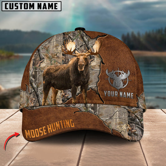 BlueJose Hunting Moose Leather Pattern Multicolor Personalized Cap