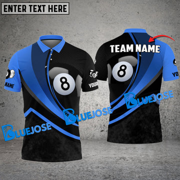 BlueJose Billiards Ball 8 Pool Personalized Name, Team Name Unisex Shirt (4 Colors)