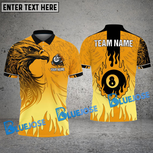 BlueJose Billiards Ball 8 Eagle Fire Flame Personalized Name Shirt (6 Colors)