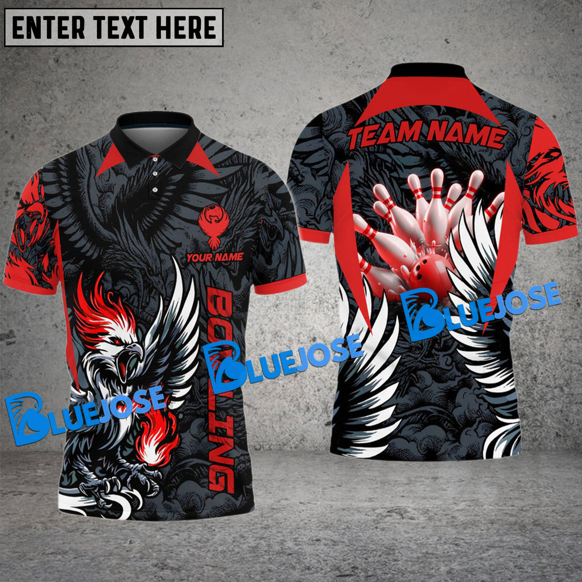 BlueJose Bowling And Pins Digital Phonenix Customized Name 3D Shirt (4 Colors)
