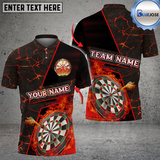 BlueJose Darts Flame Magma Pattern Personalized Name, Team Name 3D Shirt (4 Colors)