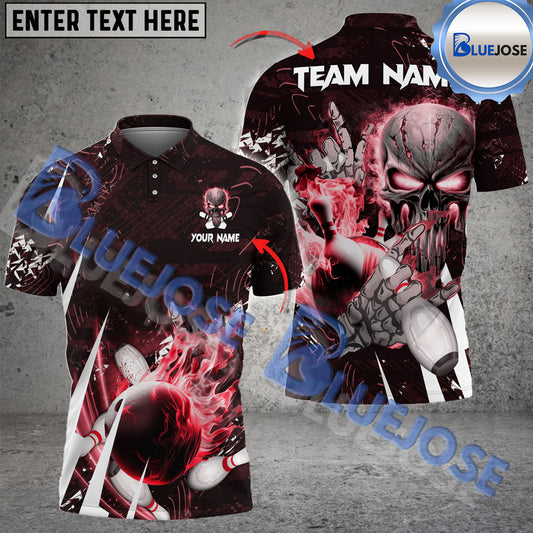 BlueJose Bowling And Pins Skull Of Punishment Customized Name 3D Shirt (4 Colors)