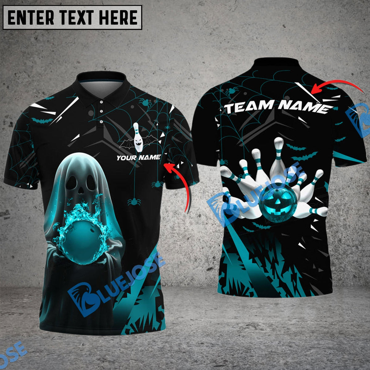 BlueJose Bowling And Pins Ghost Customized Name 3D Shirt ( 6 Colors)