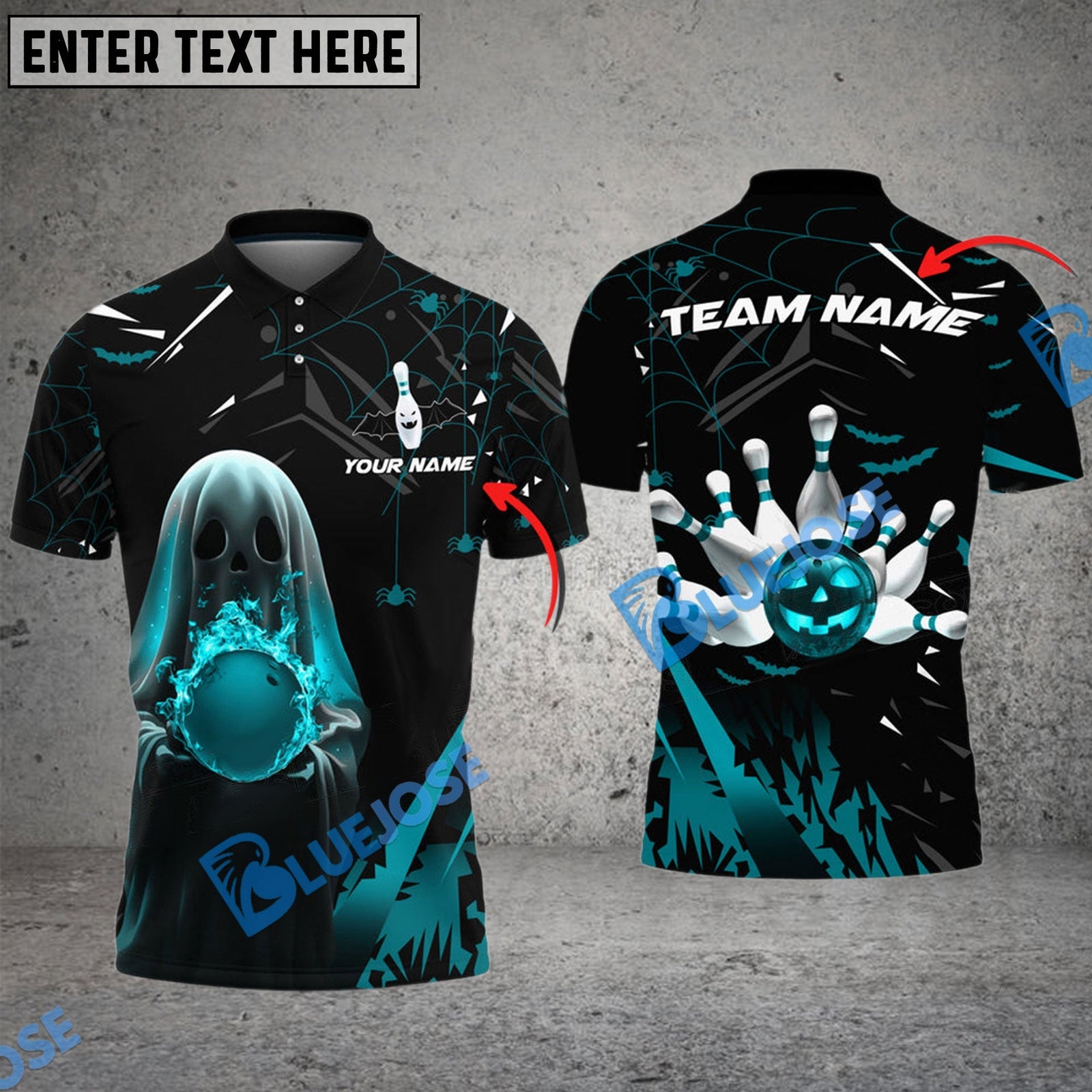 BlueJose Bowling And Pins Ghost Customized Name 3D Shirt ( 6 Colors)
