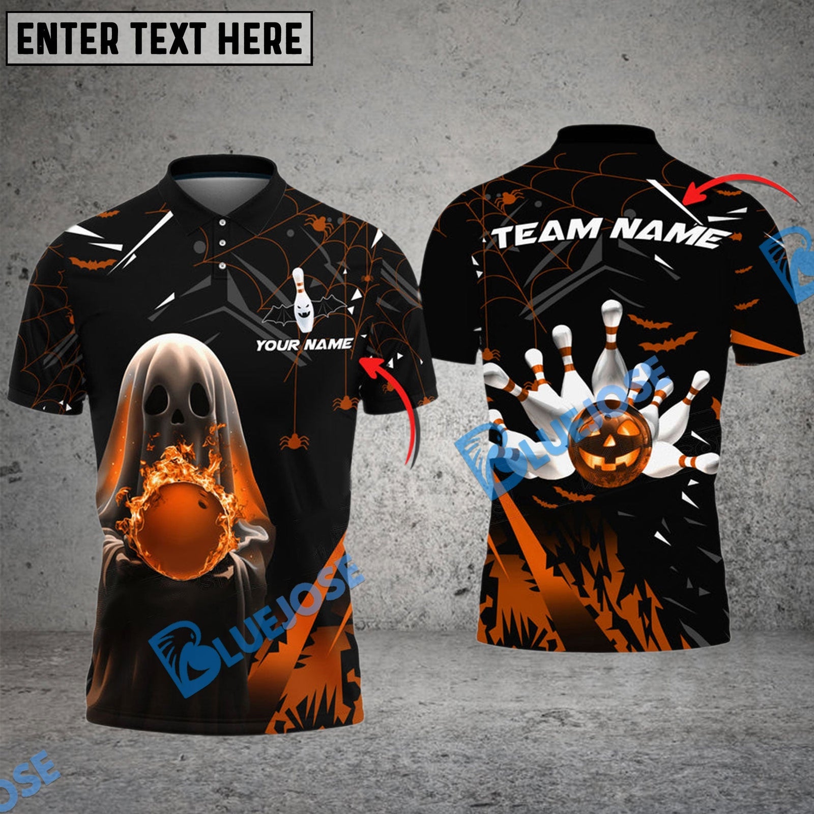 BlueJose Bowling And Pins Ghost Customized Name 3D Shirt ( 6 Colors)