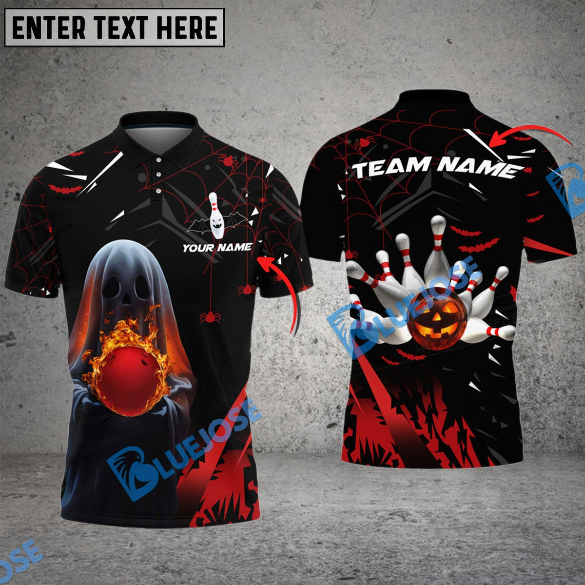 BlueJose Bowling And Pins Ghost Customized Name 3D Shirt ( 6 Colors)