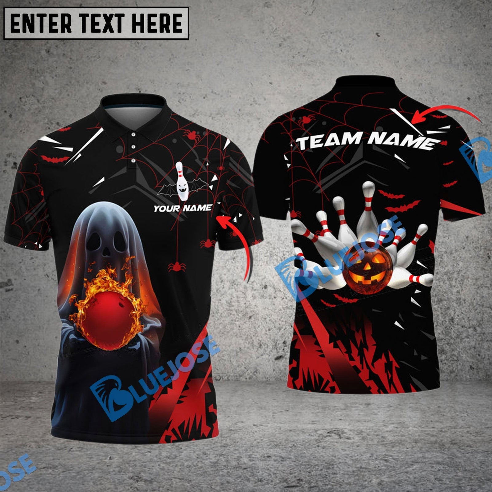 BlueJose Bowling And Pins Ghost Customized Name 3D Shirt ( 6 Colors)