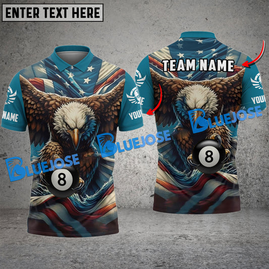 BlueJose Billiards Ball 8 Eagle Flag Premium Personalized Name Shirt (4 Colors)
