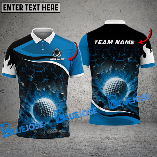 BlueJose Golf Crack Flame Magma Pattern Customized Name, Team Name 3D Shirts (4 Colors)