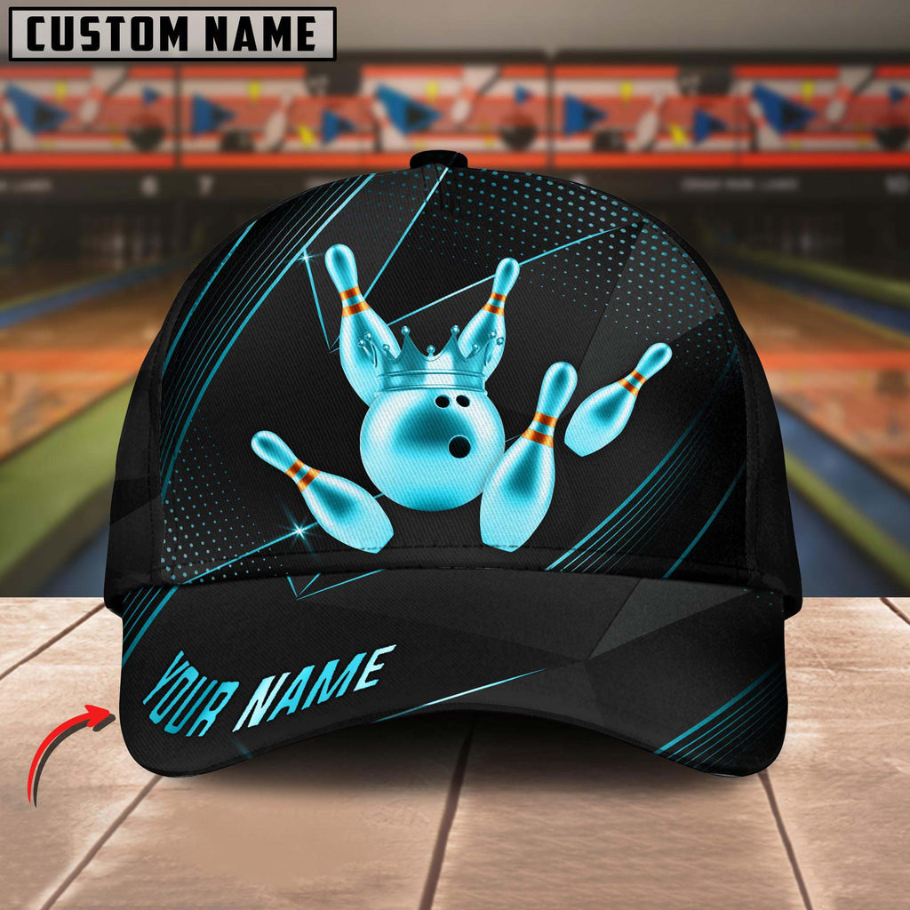 BlueJoses Bowling Ball & Pins Premium Crown Multicolor Personalized Name Cap