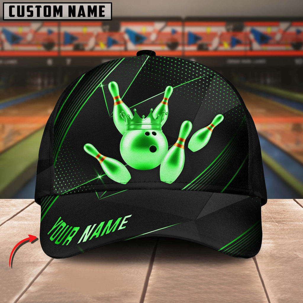 BlueJoses Bowling Ball & Pins Premium Crown Multicolor Personalized Name Cap
