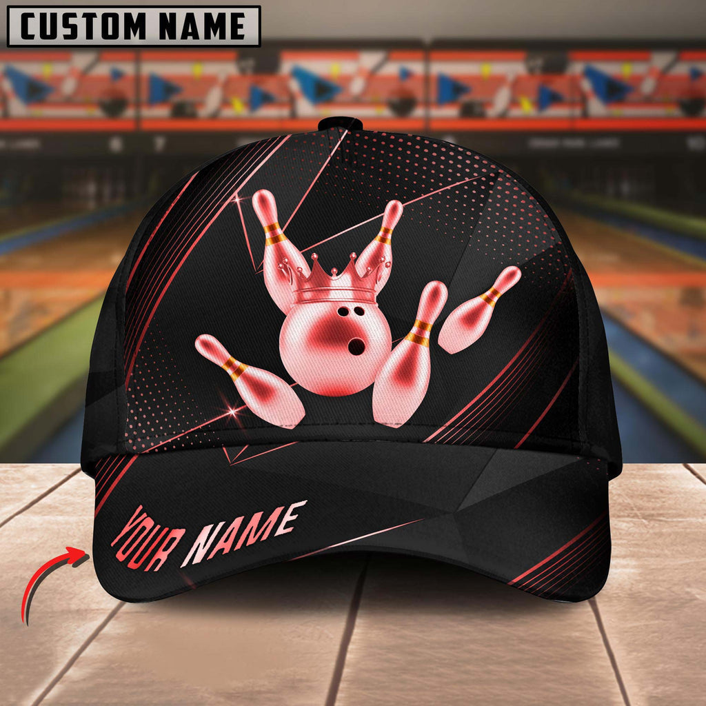 BlueJoses Bowling Ball & Pins Premium Crown Multicolor Personalized Name Cap