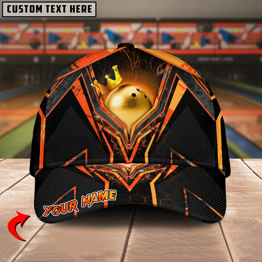 BlueJoses Bowling Ball & Pins Premium King Crown Multicolor Personalized Name Cap