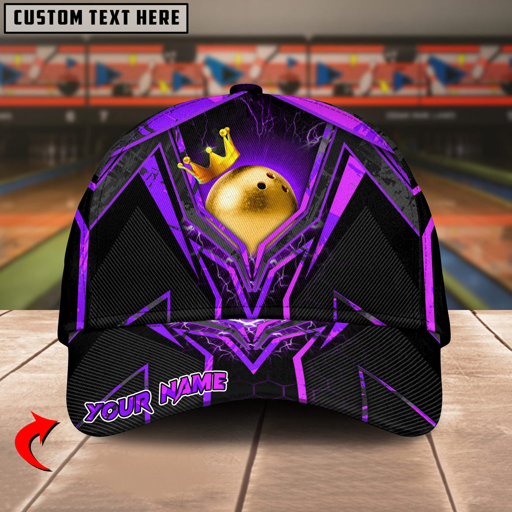 BlueJoses Bowling Ball & Pins Premium King Crown Multicolor Personalized Name Cap