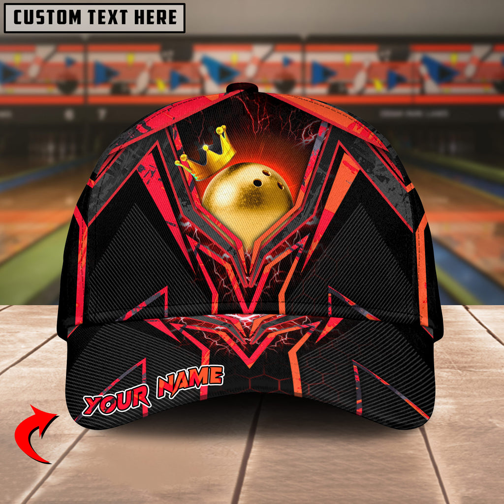 BlueJoses Bowling Ball & Pins Premium King Crown Multicolor Personalized Name Cap