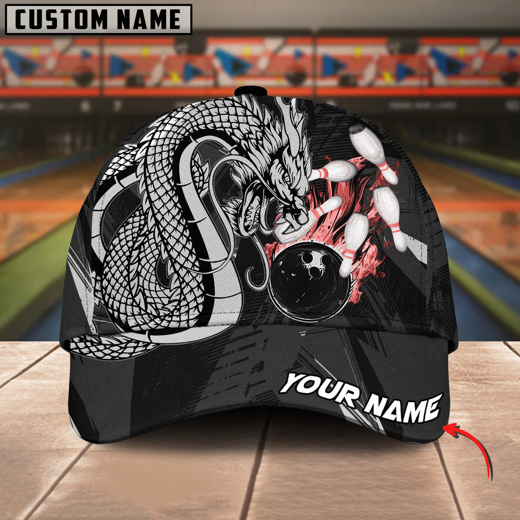 BlueJoses Bowling Dragon Flame Fire Multicolor Personalized Name Cap