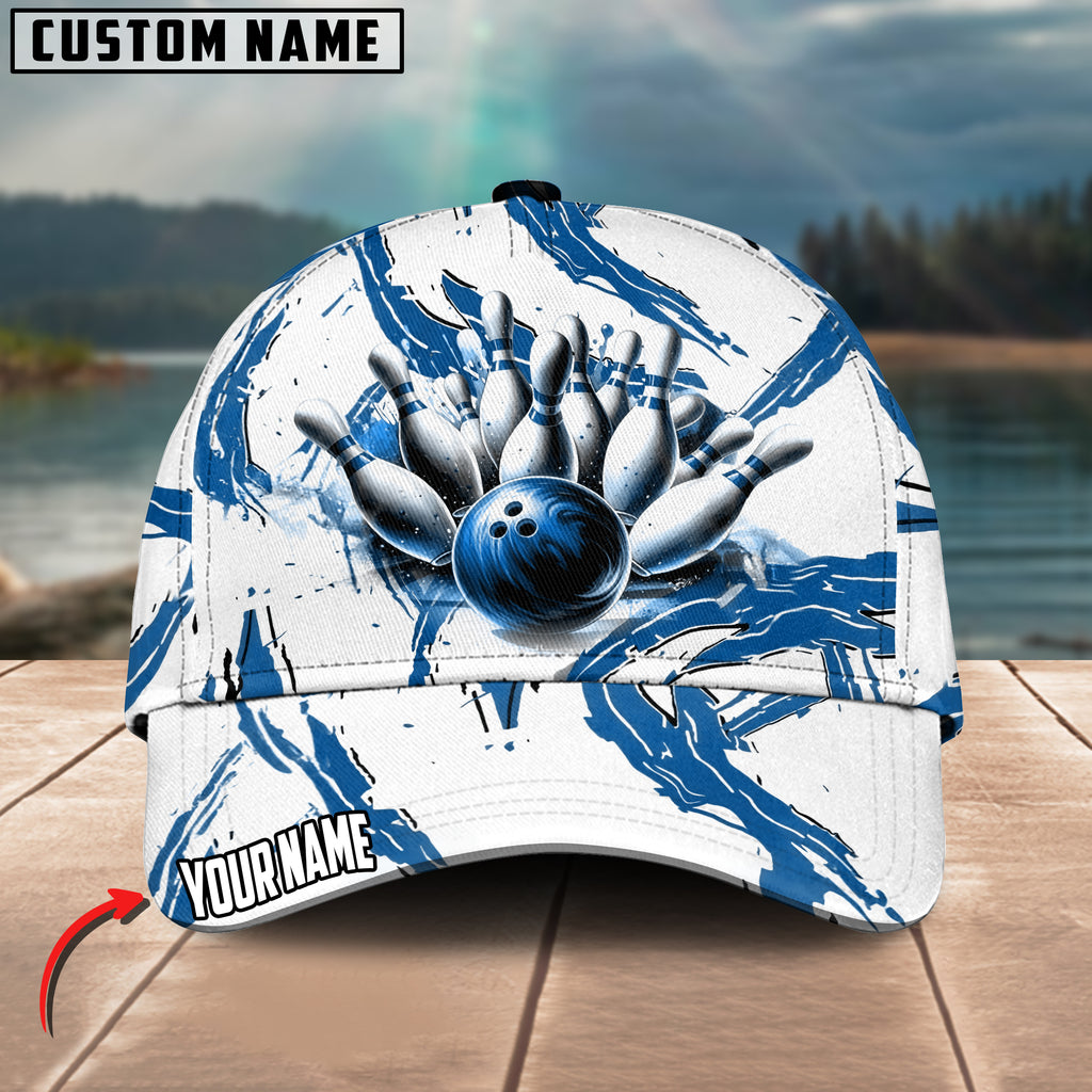BlueJoses Bowling Ball & Pins Sport Multicolor Personalized Name Cap