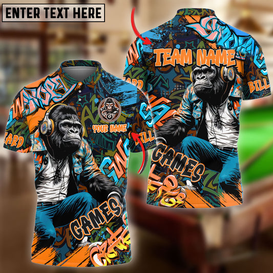 BlueJose Billiards Ball 8 Graffiti Chimp Personalized Name, Team Name Unisex Shirt (4 Colors)