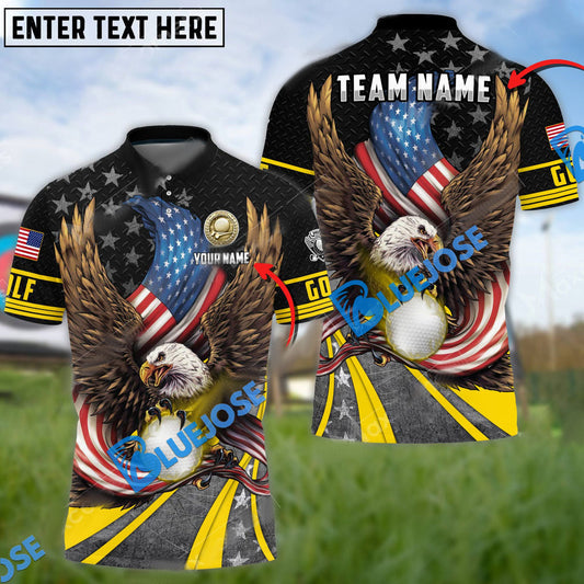 BlueJose Premium Eagle US Veteran Golf Customized Name, Team Name 3D Shirts