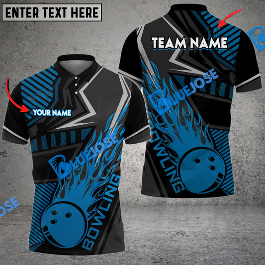 BlueJoses Bowling And Pins Flame Sport Jersey Multicolor Customized Name 3D Shirt ( 4 Colors )