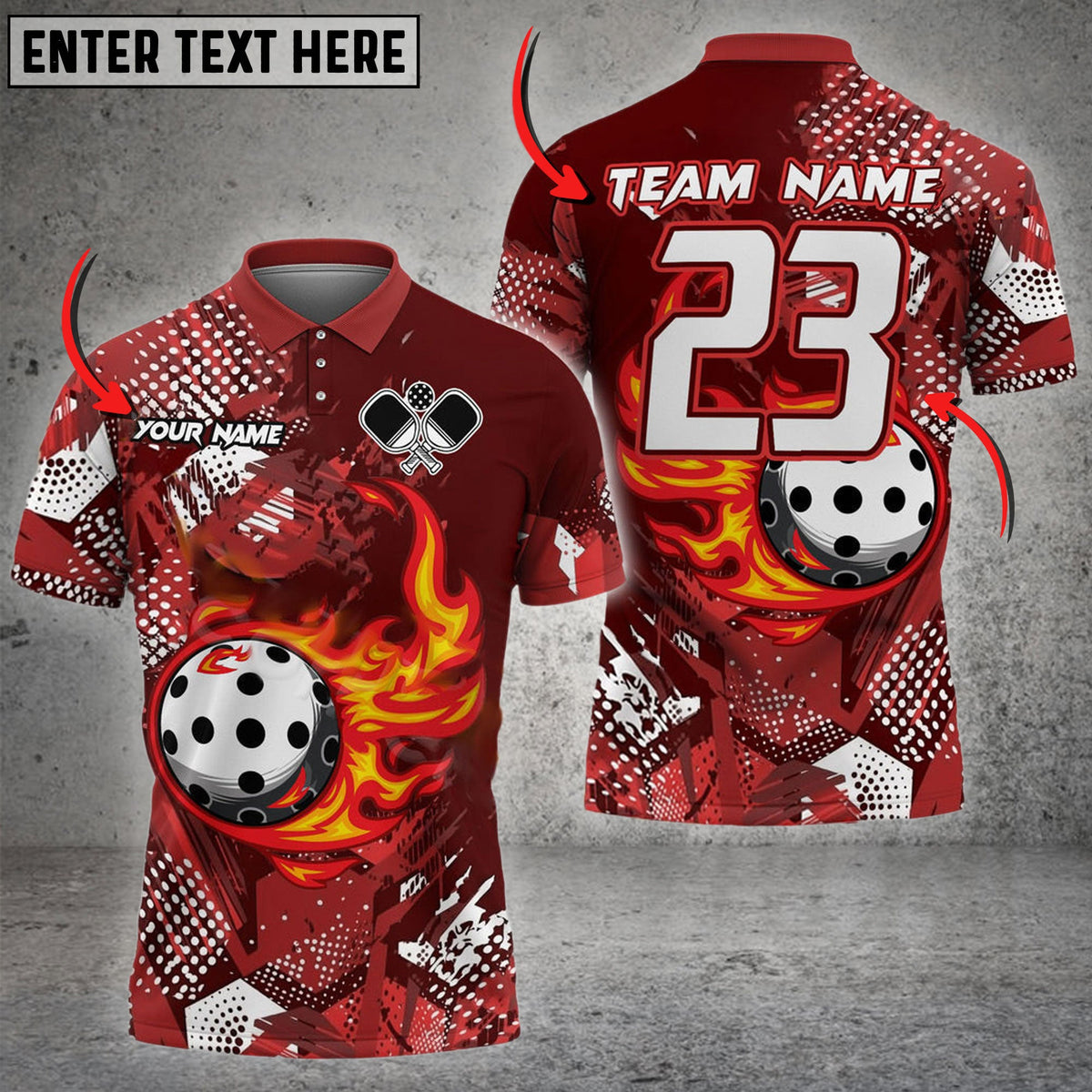 BlueJose Pickleball Flame Racing Pattern Personalized Name, Team Name Unisex Shirt (4 Colors)