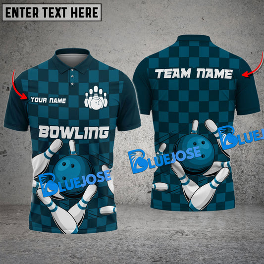 BlueJose Bowling And Pins Strike Force Caro Customized Name 3D Shirt (4 Colors)