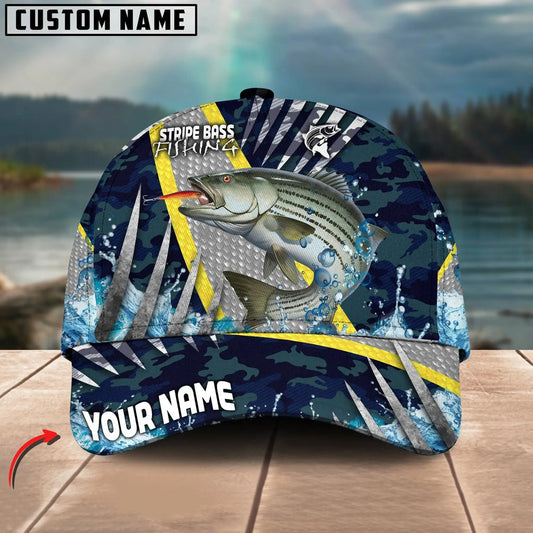 Bluejose Striped Bass Fishing Cod Water Blue Personalized Cap
