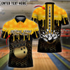 BlueJose Bowling And Pins Crown Hexagon Pattern Customized Name 3D Shirt (4 Colors)