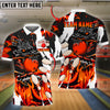 BlueJoses Bowling And Pins Dragon Flame Pattern Customized Name 3D Shirt ( 6 Colors)