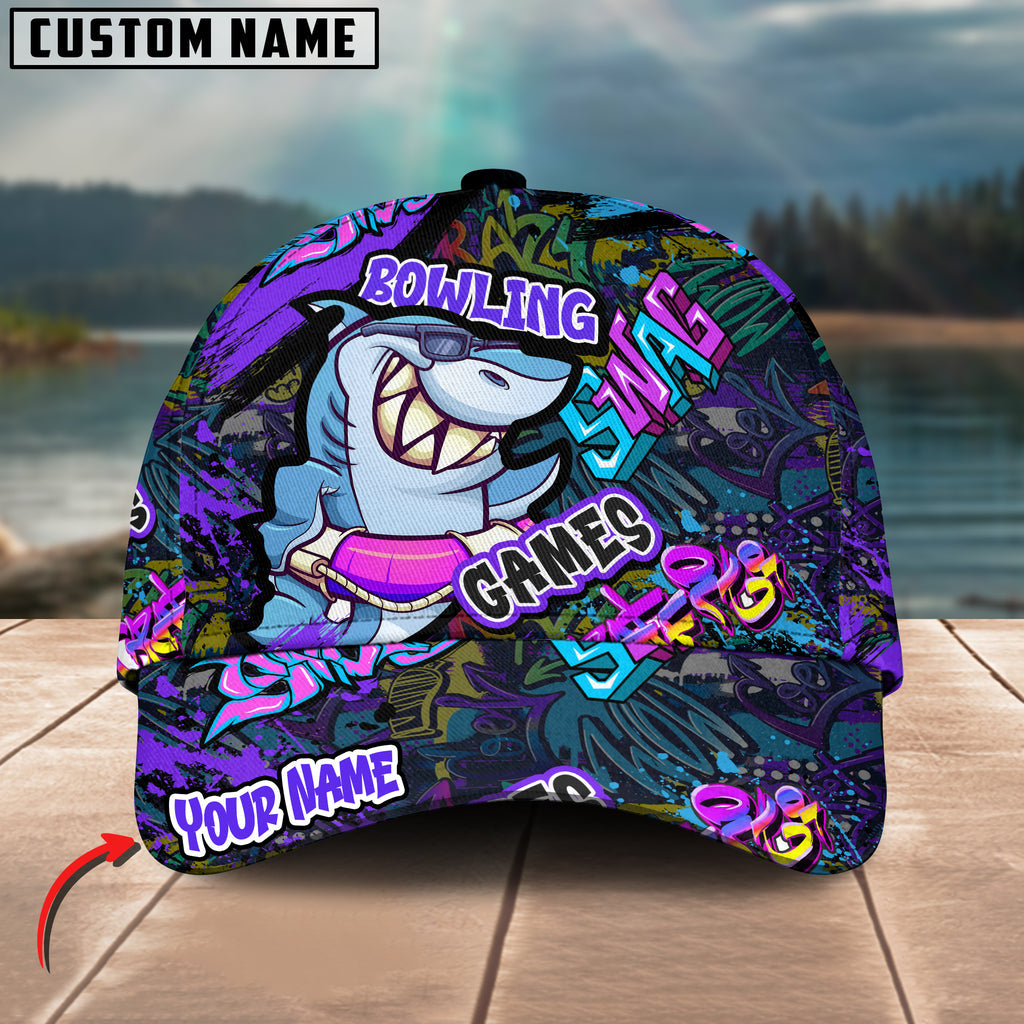 BlueJoses Bowling Funny Shark Graffiti Multicolor Personalized Name Cap